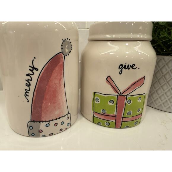 Rae Dunn Merry and Give Watercolor Christmas Canisters - Picture 9 of 13